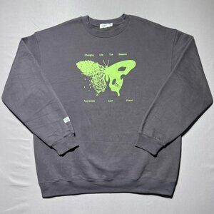 The Mayfair Group Rory Kramer Sweatshirt Mens 2XL Gray Butterfly Skull Crewneck